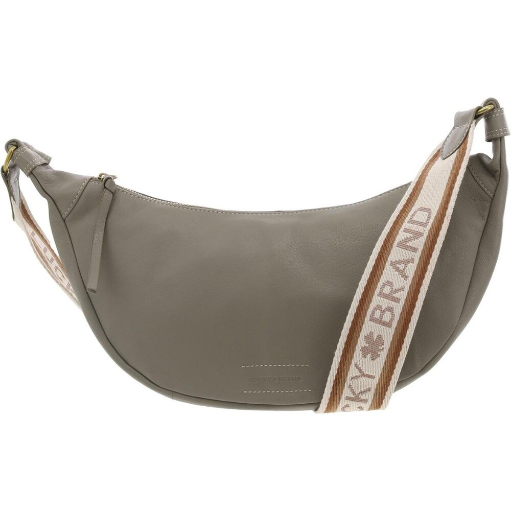 New Lucky Brand TYRA Leather sling Bag w/crescent shape Green/Gray Color